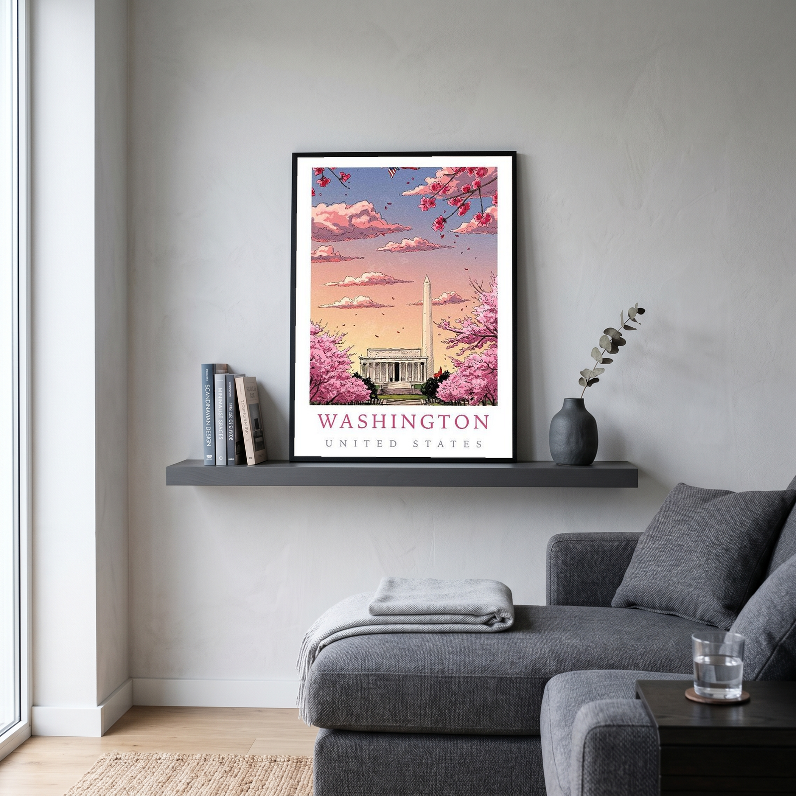 Washington DC — Cherry Blossom Monument Wall Art Print