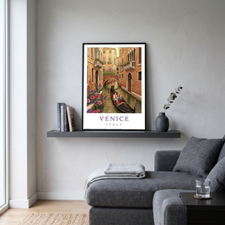 Venice Italy Travel Poster — Gondola Canal Romantic Wall Art Print