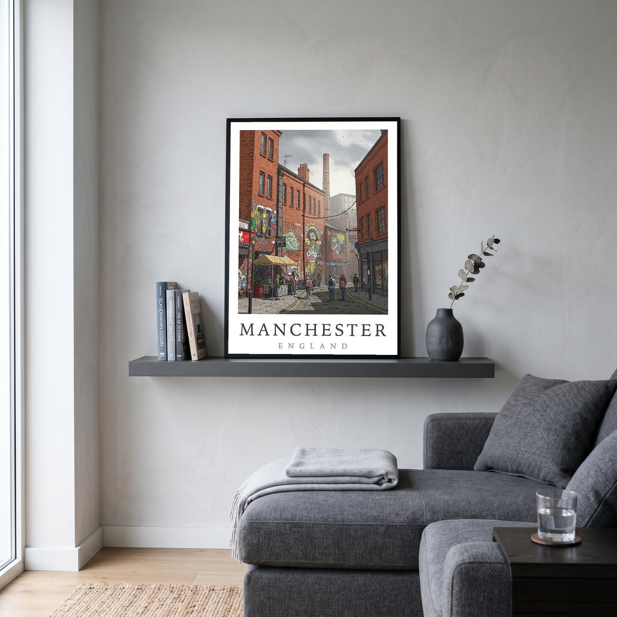 Manchester England Travel Poster — Northern Quarter Street Art Print