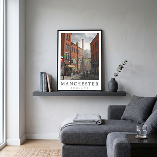 Manchester England Travel Poster — Northern Quarter Street Art Print