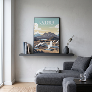 Lassen Volcanic National Park Poster — Vintage California Hydrothermal Print