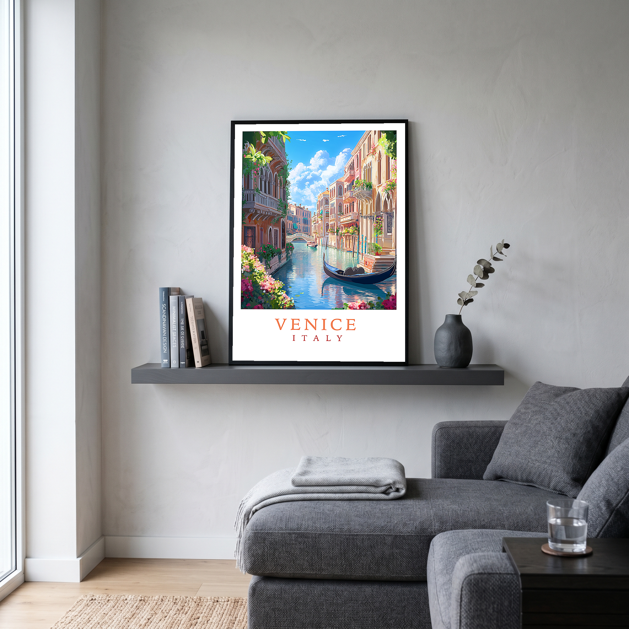 Venice Italy Travel Poster — Vintage Canal Gondola Romance Print