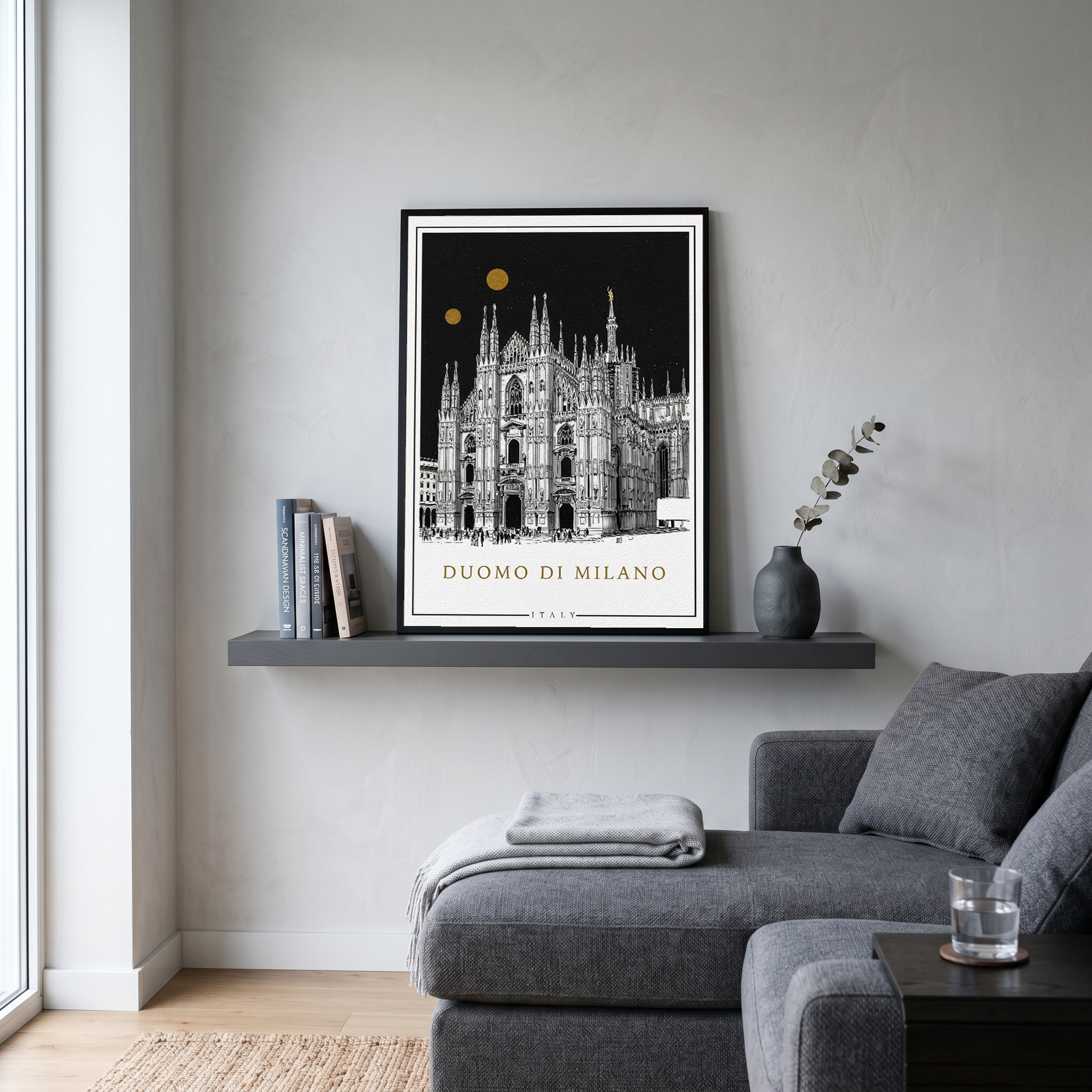 Duomo di Milano Italy Poster — Milan Cathedral Gold Moons Print