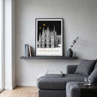 Duomo di Milano Italy Poster — Milan Cathedral Gold Moons Print