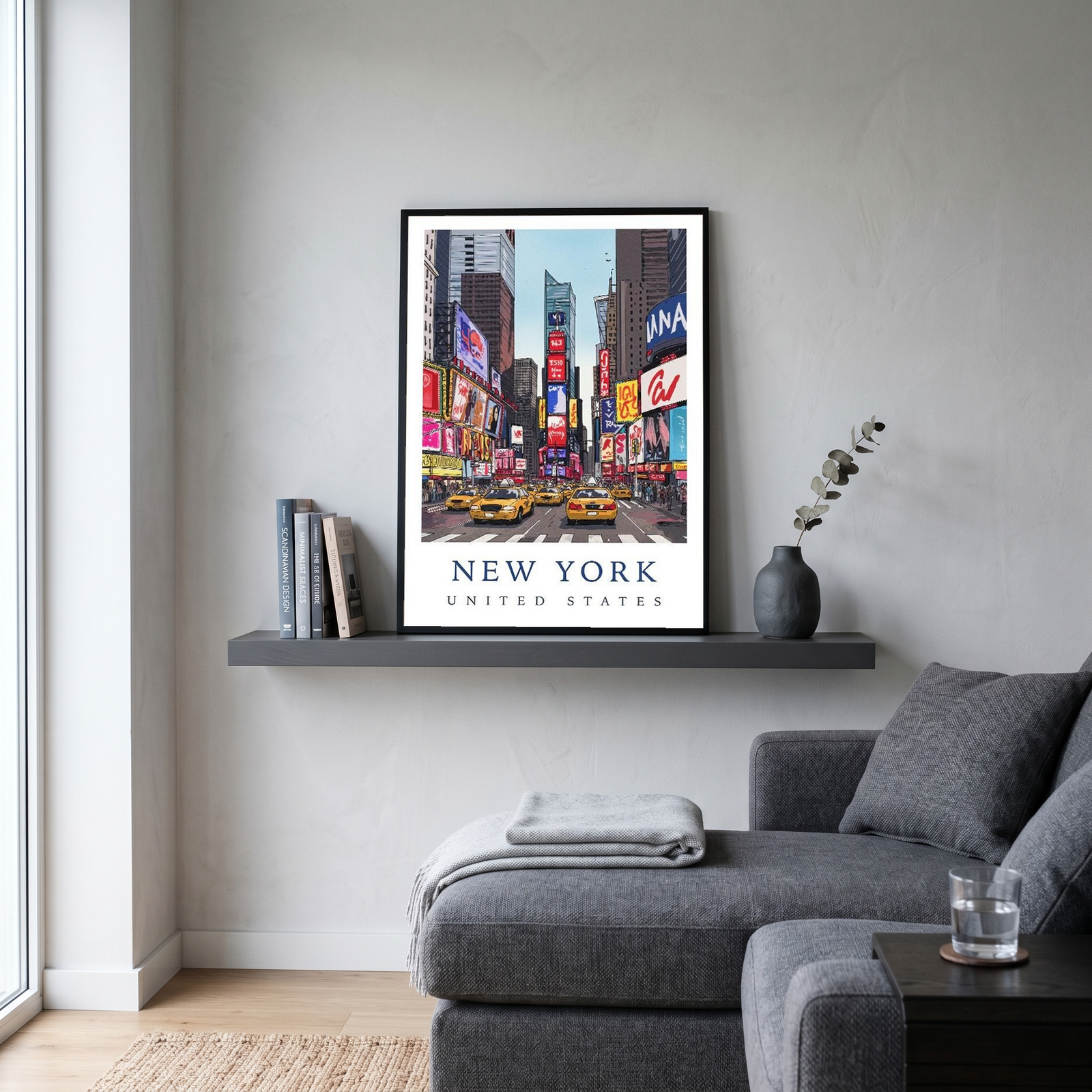 New York City Travel Poster — Times Square Yellow Cabs Iconic Print