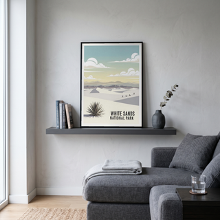 White Sands National Park Poster — Vintage New Mexico Gypsum Dunes Sledding Print