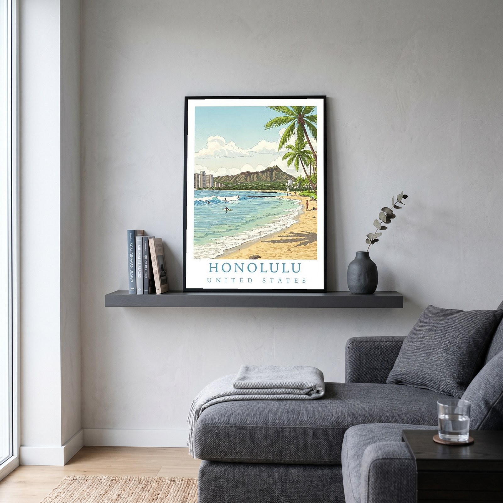 Honolulu Hawaii — Waikiki Beach Diamond Head Wall Art Print