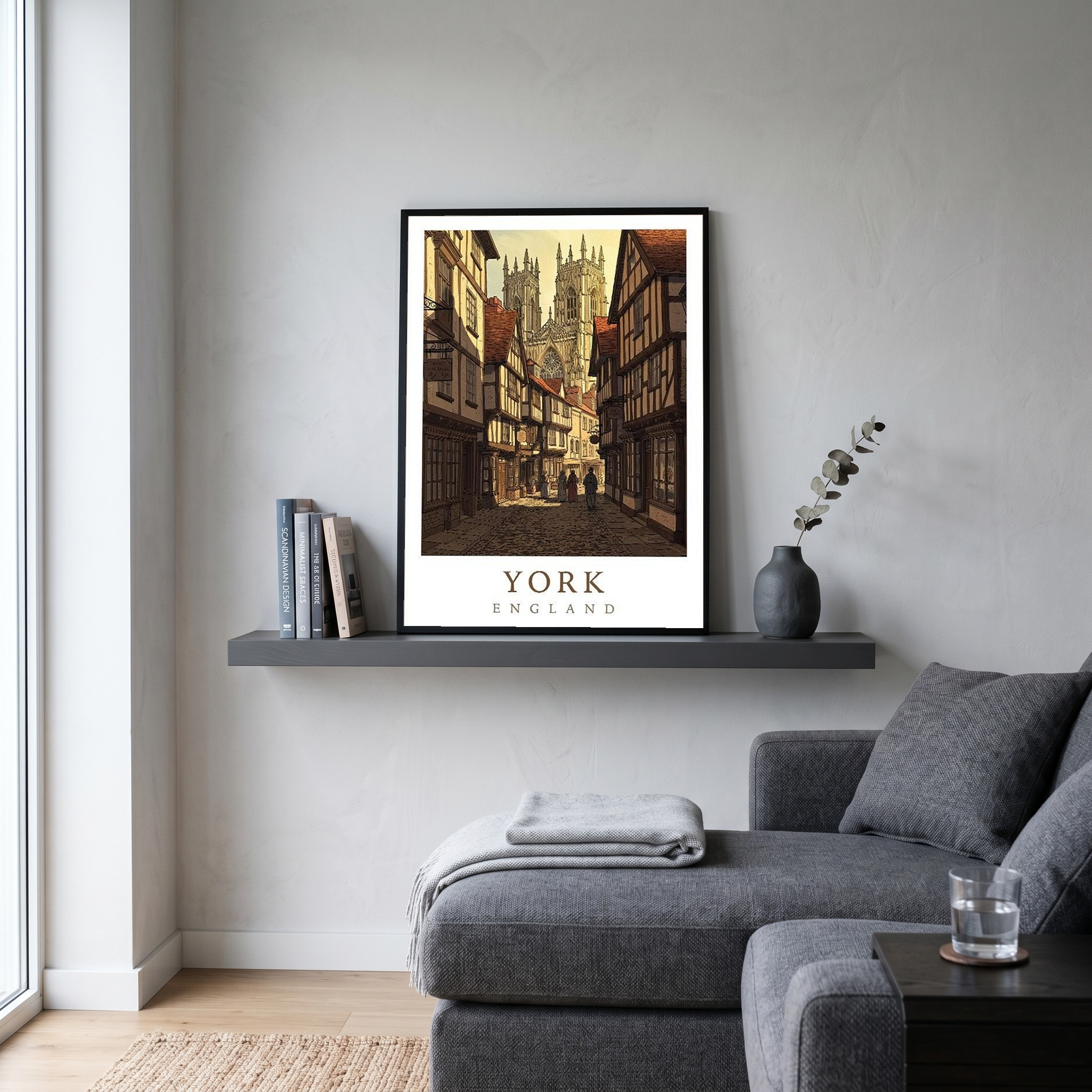 York England Travel Poster — Shambles Medieval City York Minster Print