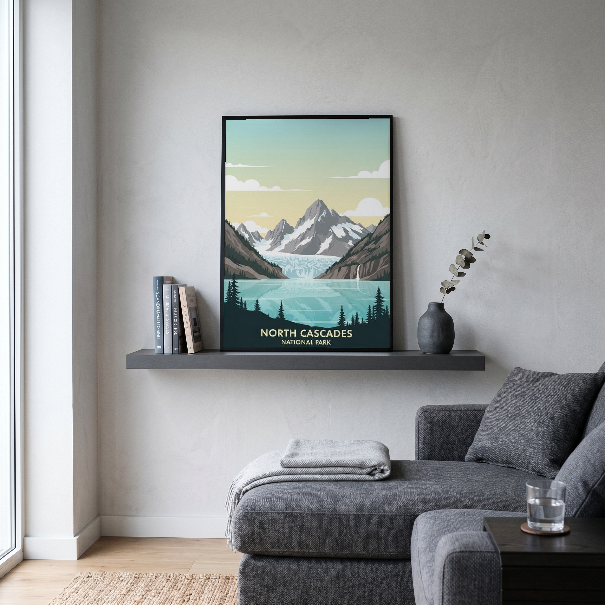 North Cascades National Park Poster — Vintage Washington Glacier Alpine Lake Print