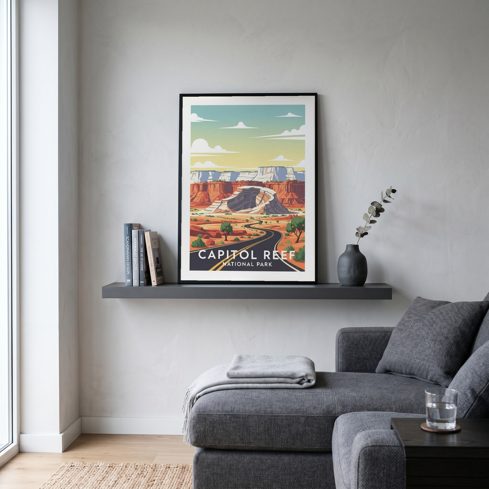 Capitol Reef National Park Poster — Vintage Utah Waterpocket Fold Print
