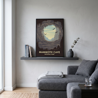 Mammoth Cave National Park Poster — Vintage Kentucky Cave Bat Print
