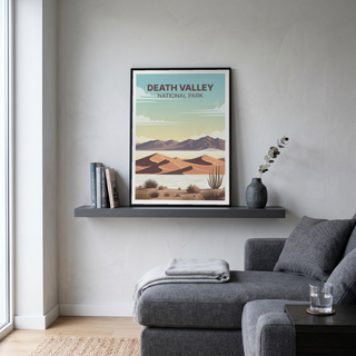 Death Valley National Park Poster — Vintage Sand Dunes Desert Mountain Print