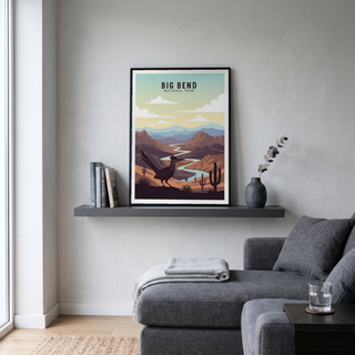 Big Bend National Park Poster — Vintage Texas Roadrunner Rio Grande Print