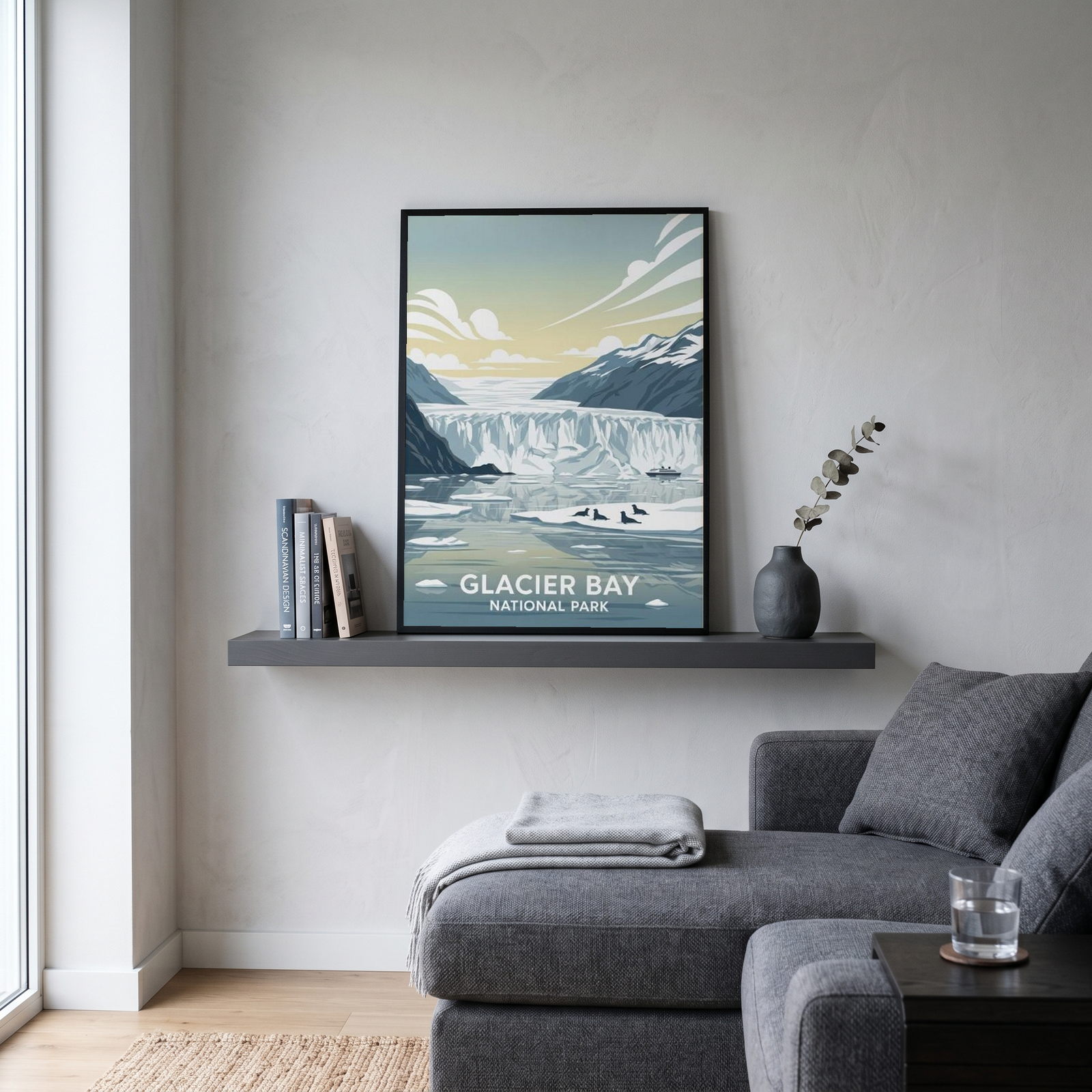 Glacier Bay National Park Poster — Vintage Alaska Tidewater Glacier Seal Print