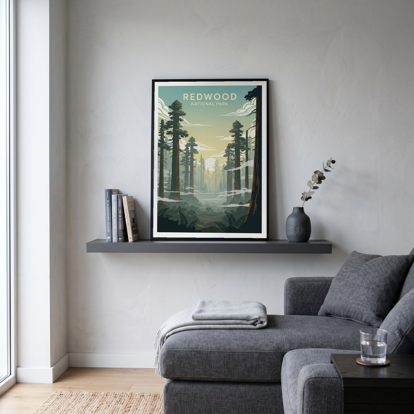 Redwood National Park Poster — Vintage California Towering Forest Print