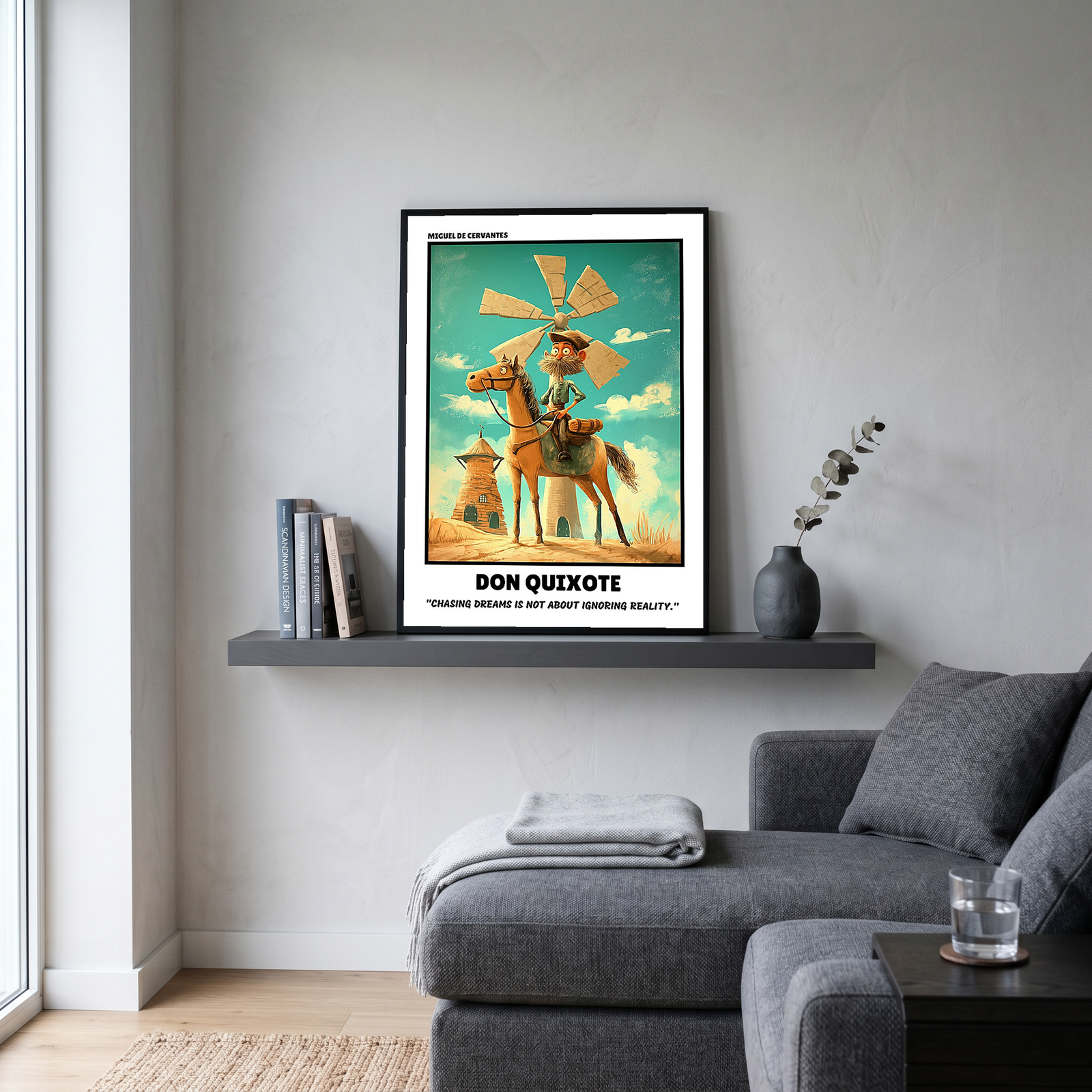 Don Quixote Poster - Chasing Dreams Literary Quote Wall Art Print