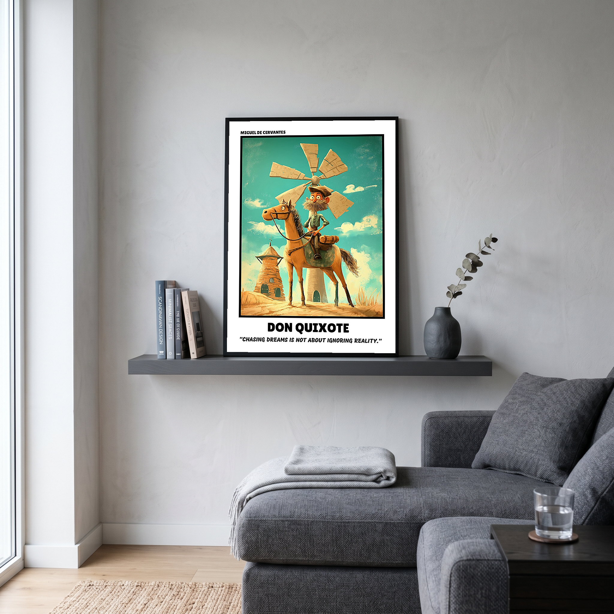 Don Quixote Poster - Chasing Dreams Literary Quote Wall Art Print