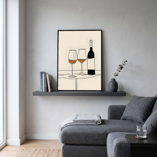 Minimalist Wine Line Art Print – Modern Kitchen & Bar Cart Poster