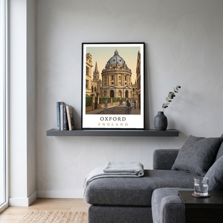 Oxford England Travel Poster — Radcliffe Camera University City Print