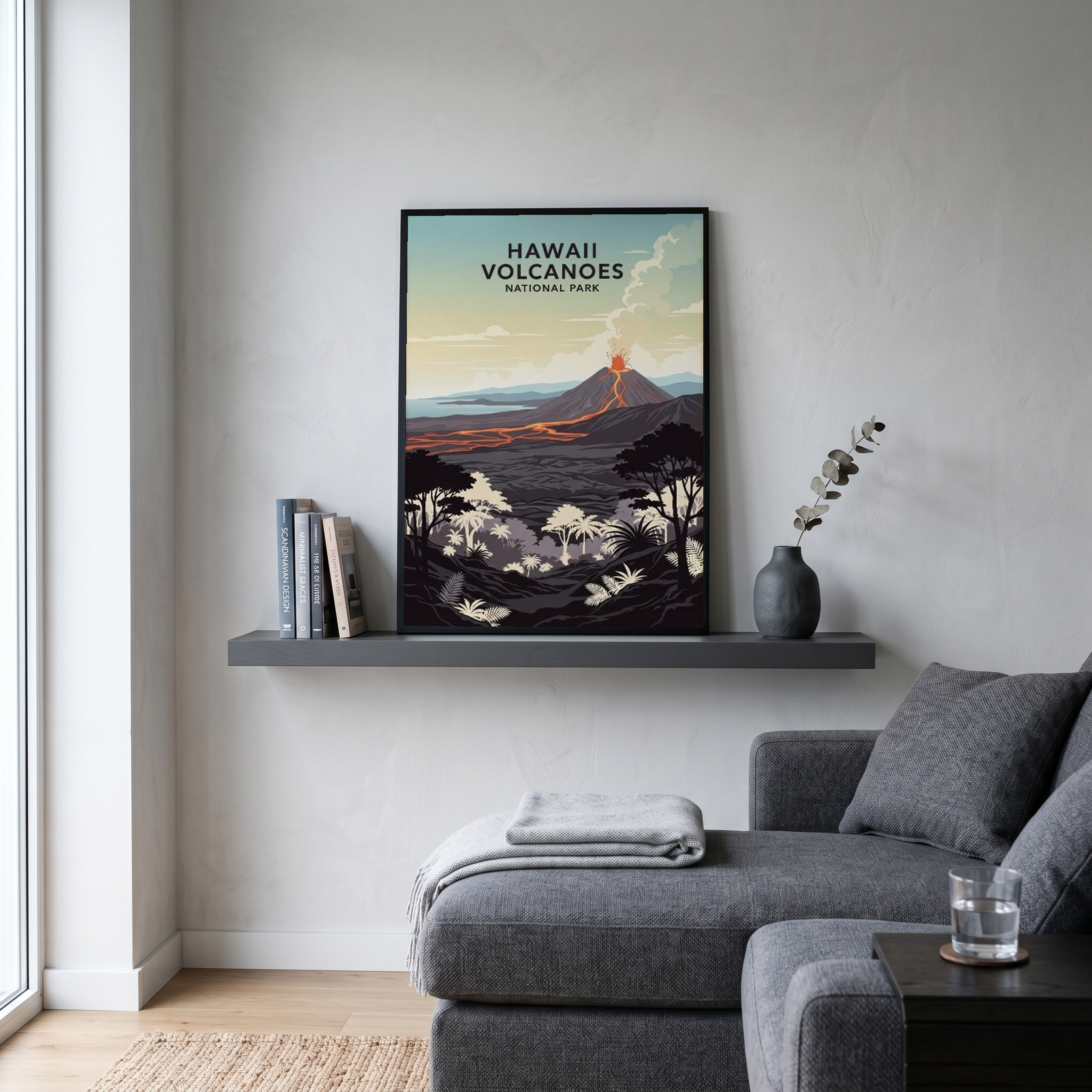 Hawaii Volcanoes National Park Poster — Vintage Kilauea Lava Tropical Print