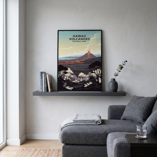 Hawaii Volcanoes National Park Poster — Vintage Kilauea Lava Tropical Print