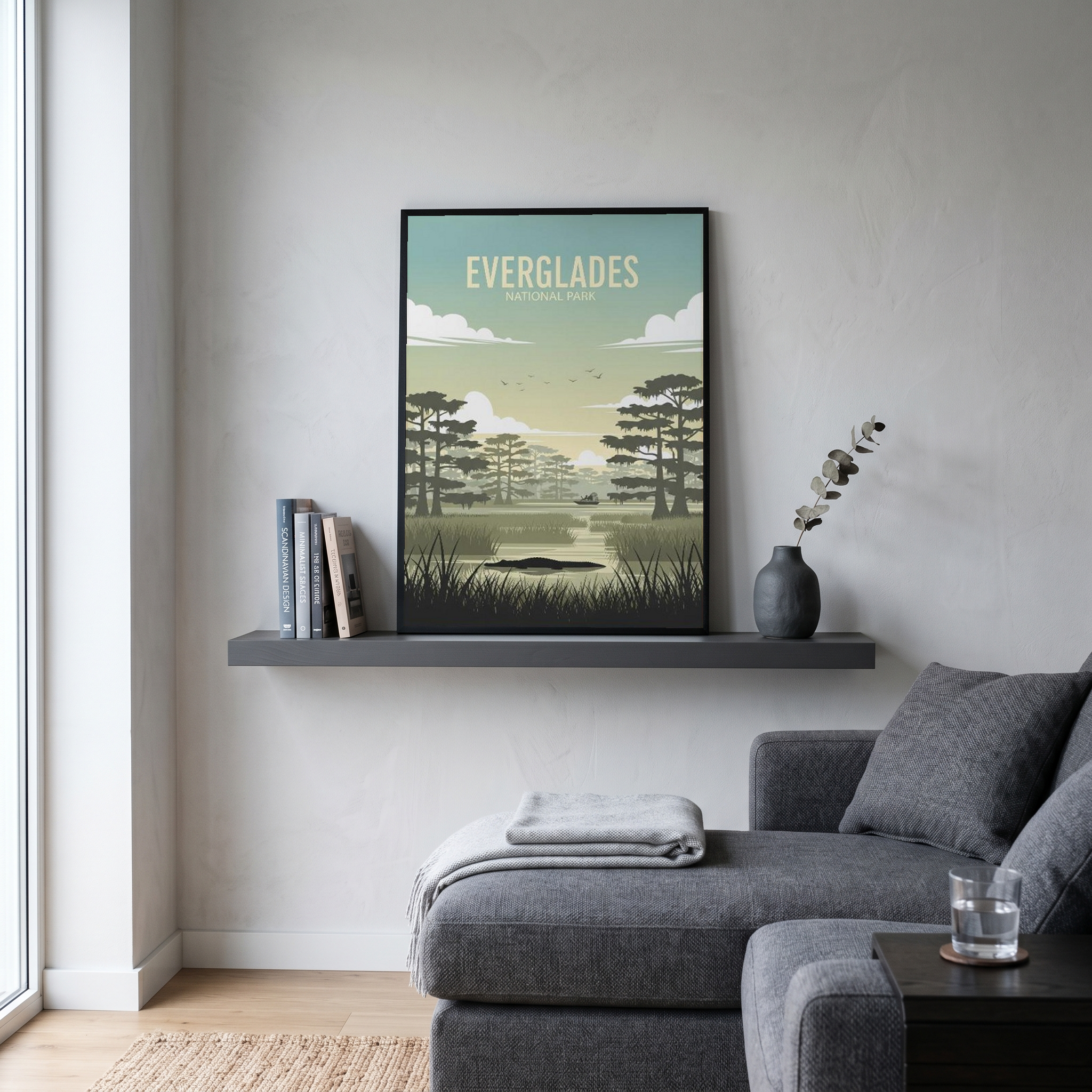 Everglades National Park Poster — Vintage Florida Alligator Cypress Print
