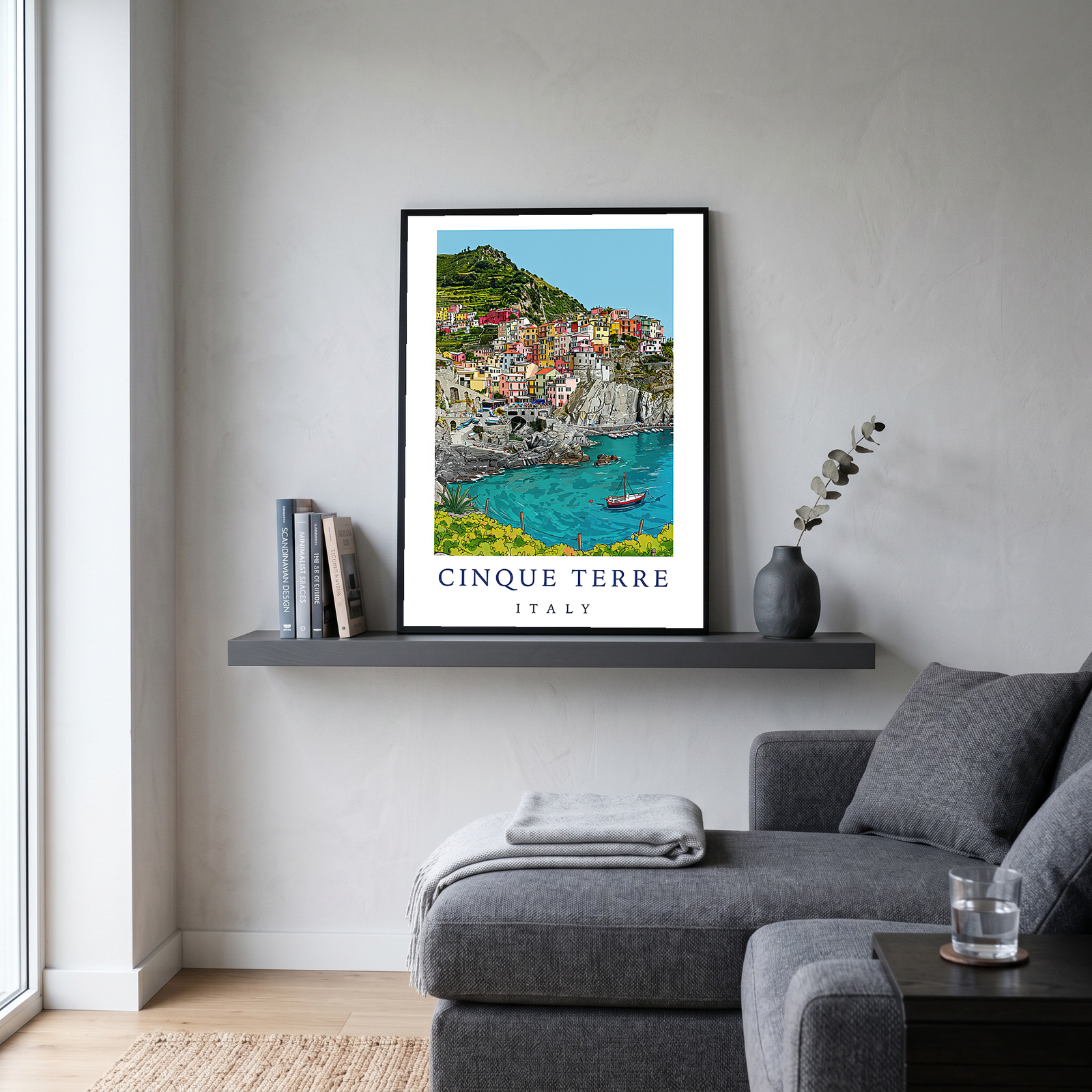 Cinque Terre Italy Travel Poster — Manarola Coastal Village Print