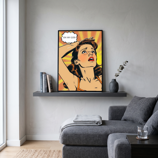Pop Art Oh My God Poster — Retro Comic Girl Lichtenstein Print
