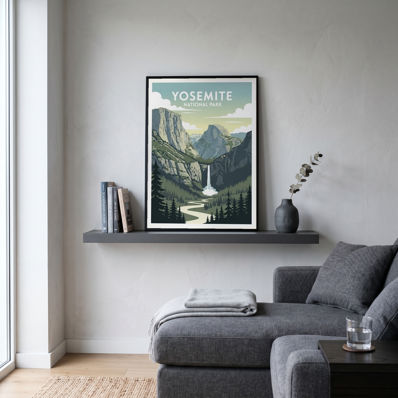 Yosemite National Park Poster — Vintage California El Capitan Half Dome Waterfall Print