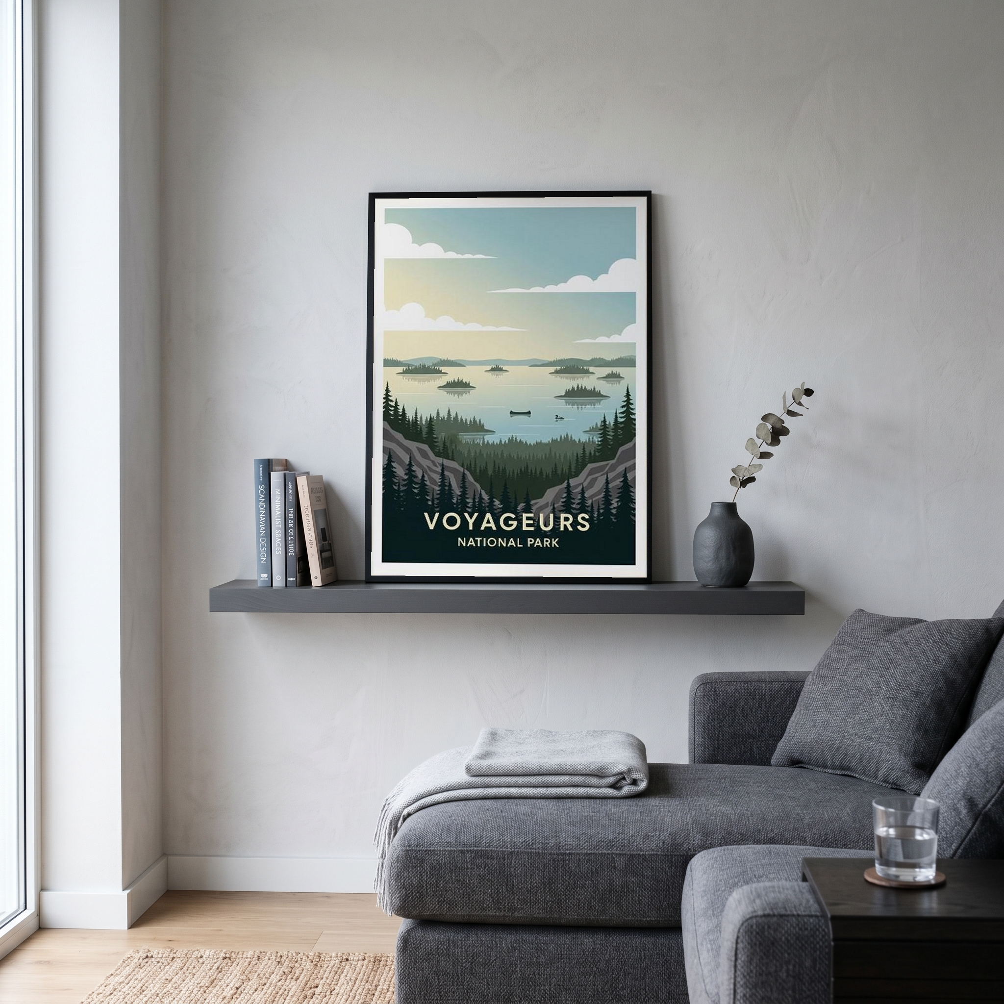 Voyageurs National Park Poster — Vintage Minnesota Canoe Lake Print