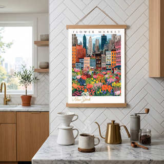 New York Flower Market — Vibrant Cityscape Botanical Wall Art Print