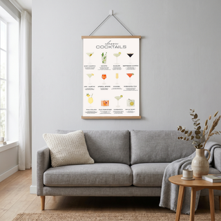 Classic Cocktails Wall Art Print — Vintage Bar Menu Poster