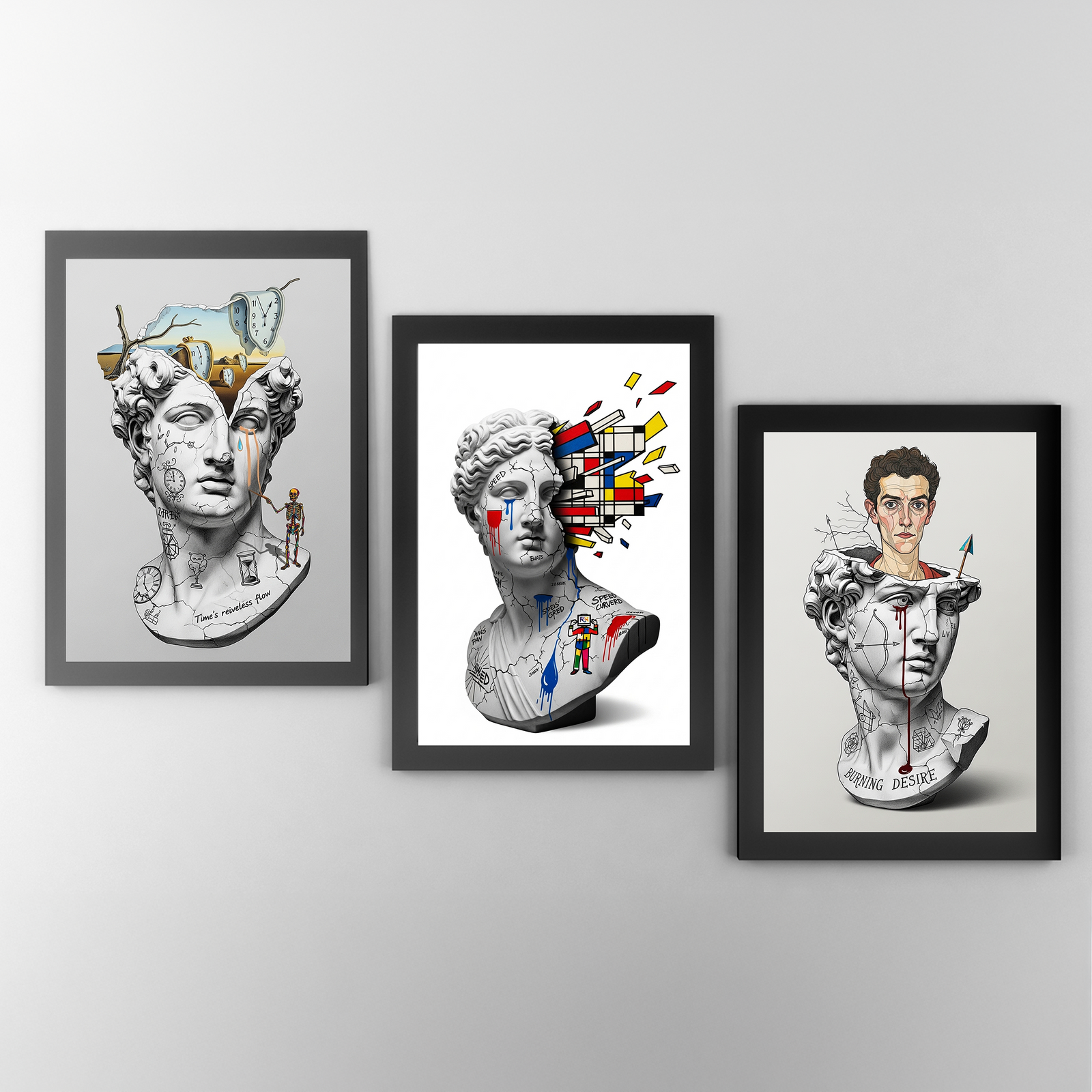 Mondrian Explosion — Surreal Venus Bust Wall Art Print