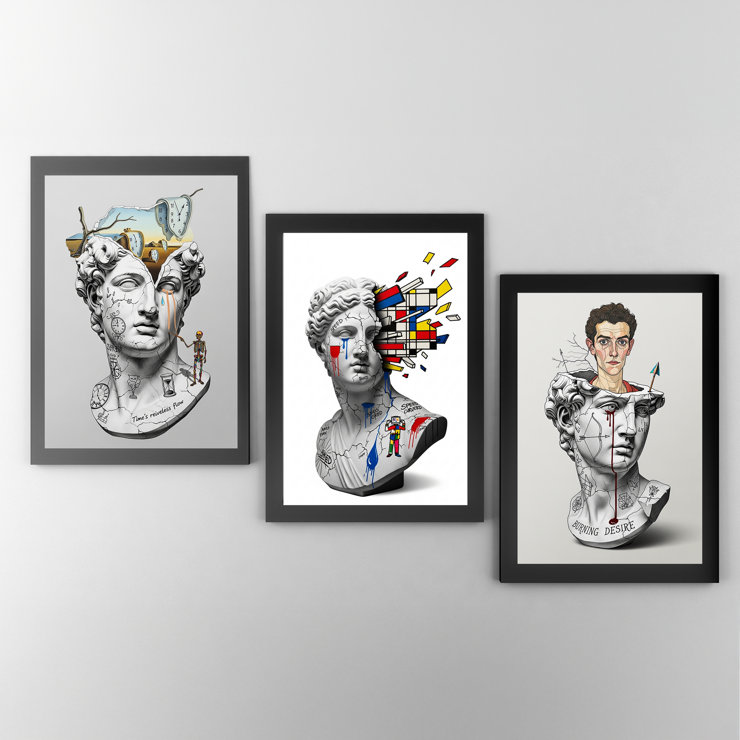 Mondrian Explosion — Surreal Venus Bust Wall Art Print