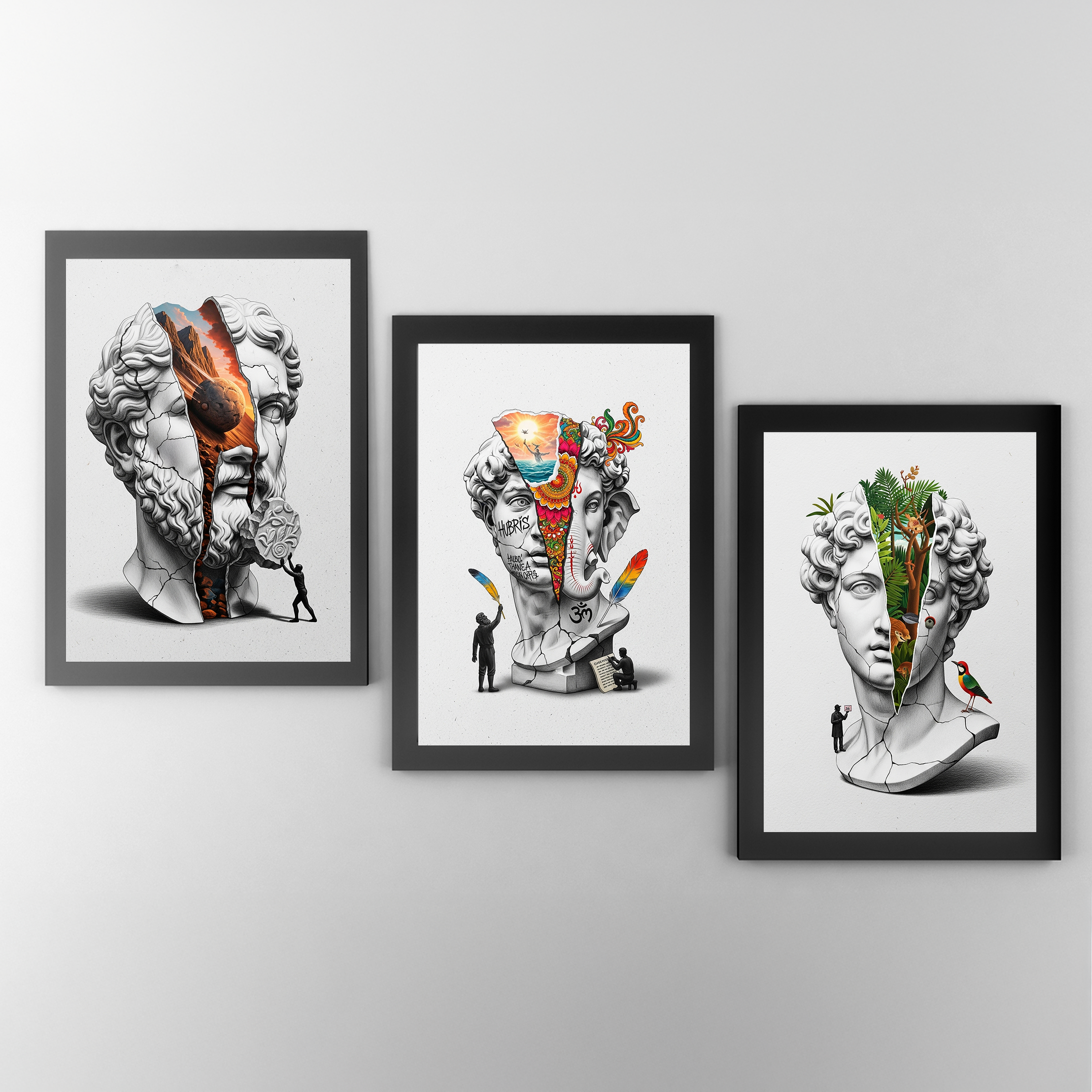 Hubris & Ganesha — Surreal David Bust Wall Art Print