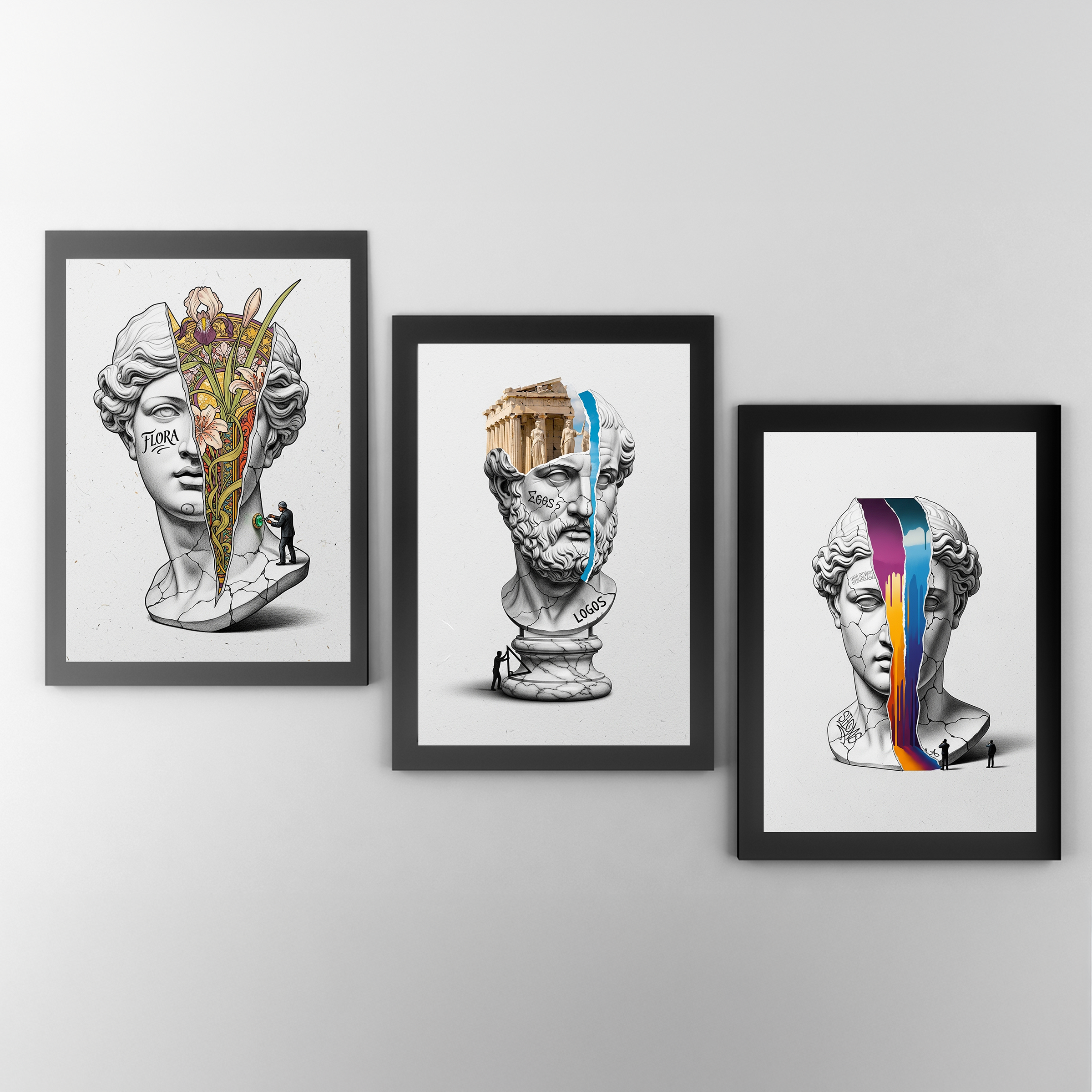 Logos Parthenon — Surreal Philosopher Bust Wall Art Print