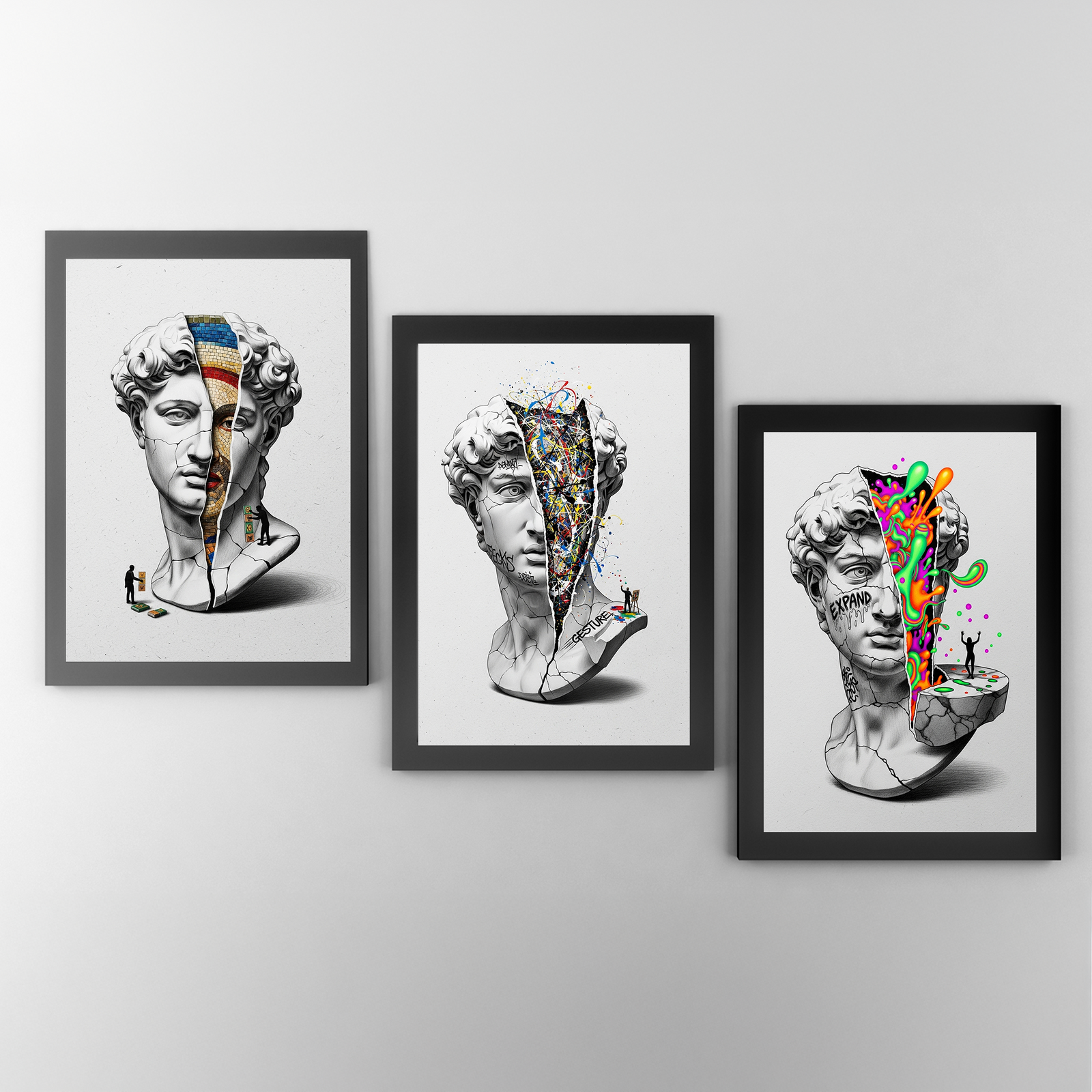 Gesture Pollock — Surreal David Bust Wall Art Print