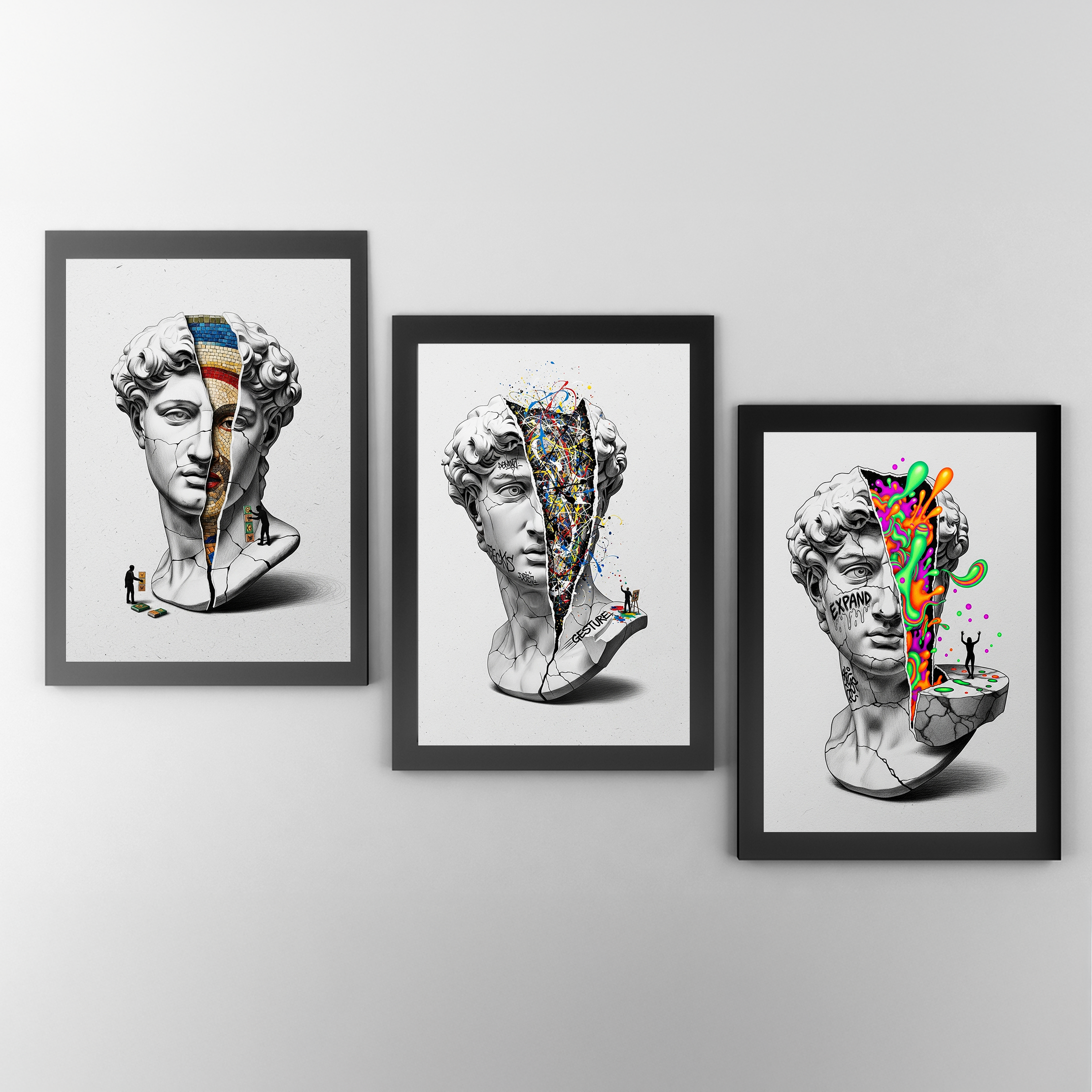 Gesture Pollock — Surreal David Bust Wall Art Print