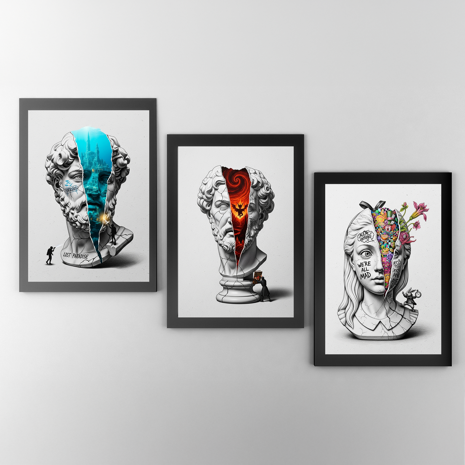 Inferno — Surreal Zeus Bust Wall Art Print