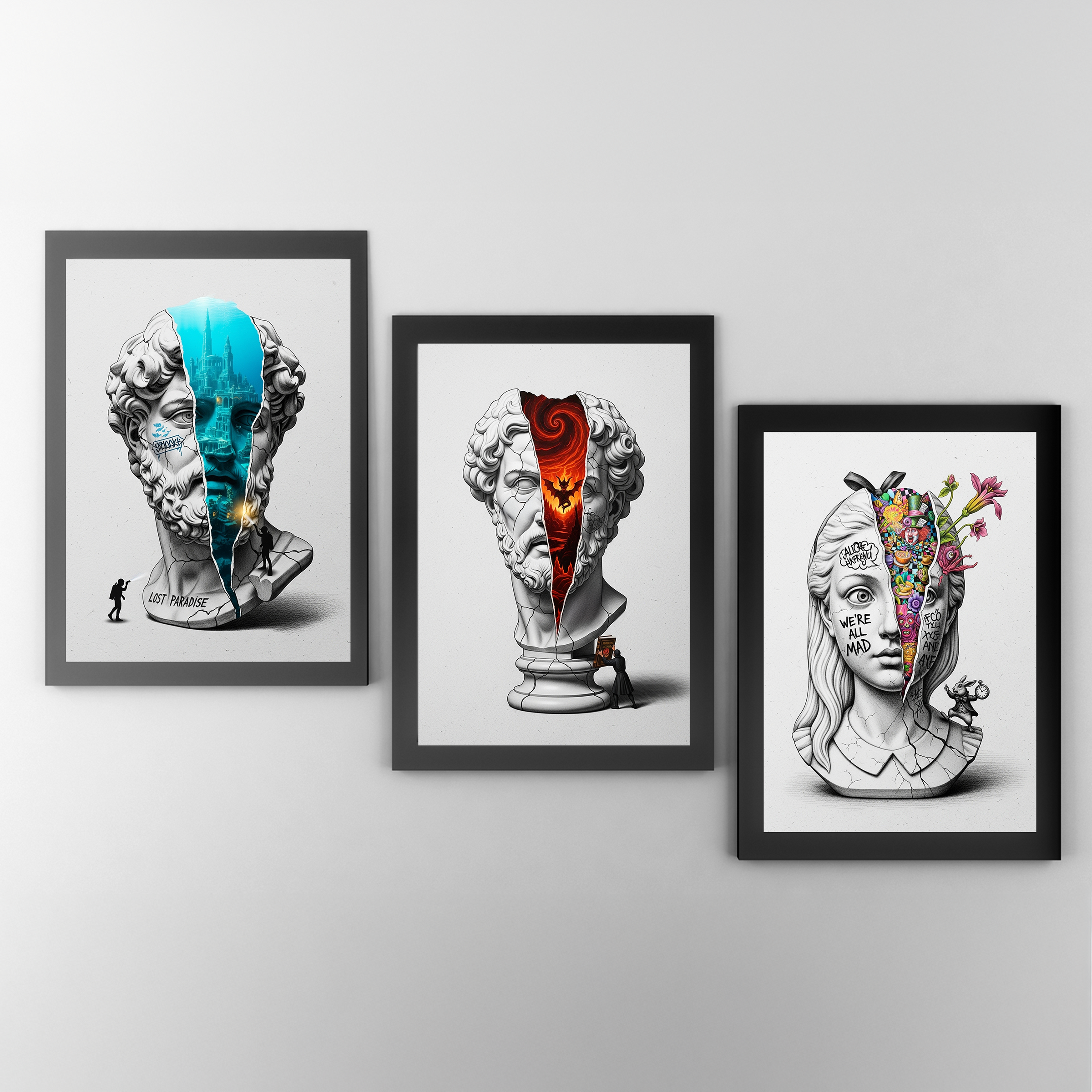 Inferno — Surreal Zeus Bust Wall Art Print