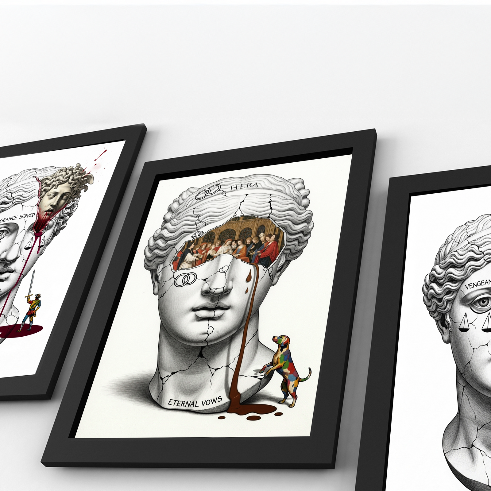 Hera Eternal Vows — Surreal Goddess Bust Wall Art Print