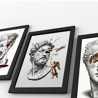 Power Divine — Zeus Meets Michelangelo's Creation of Adam Wall Art Print