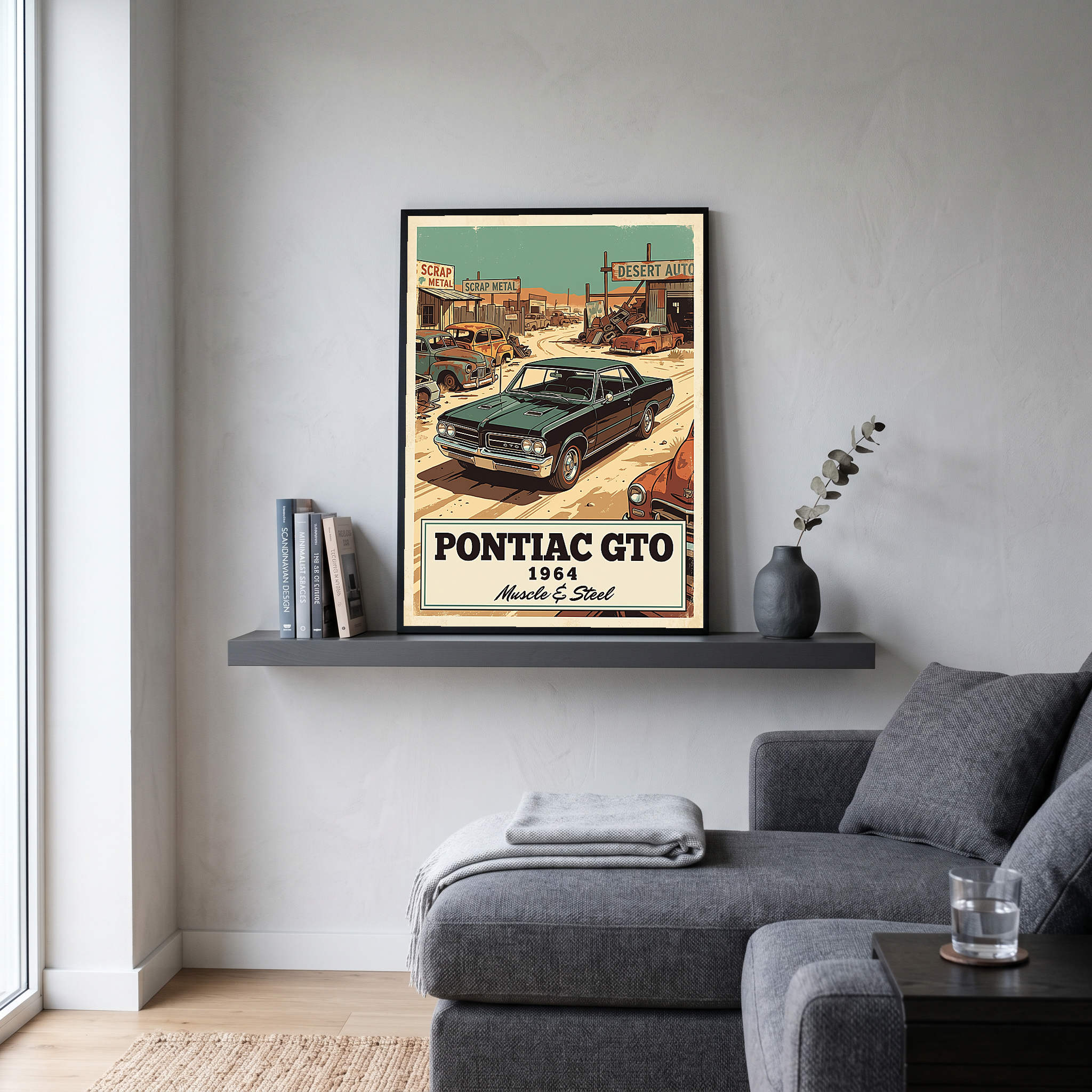 Pontiac GTO 1964 V2 Poster — Vintage Muscle Desert Junkyard Print
