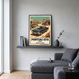 Pontiac GTO 1964 V2 Poster — Vintage Muscle Desert Junkyard Print