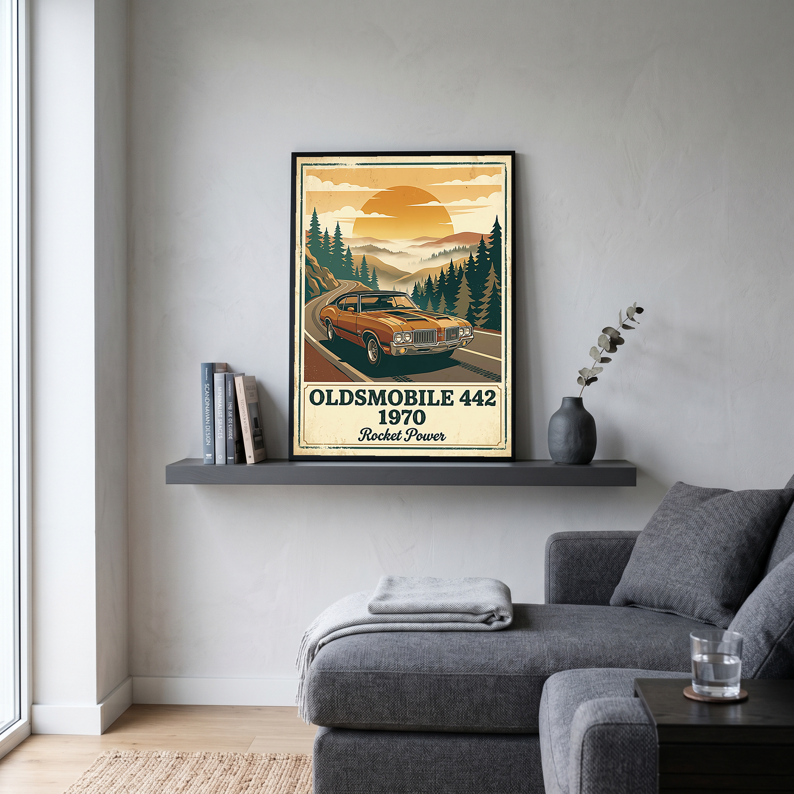 Oldsmobile 442 1970 Poster — Vintage Muscle Car Mountain Pine Print