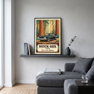 Buick GSX 1970 V2 Poster — Vintage Muscle Redwood Forest Light Beam Print