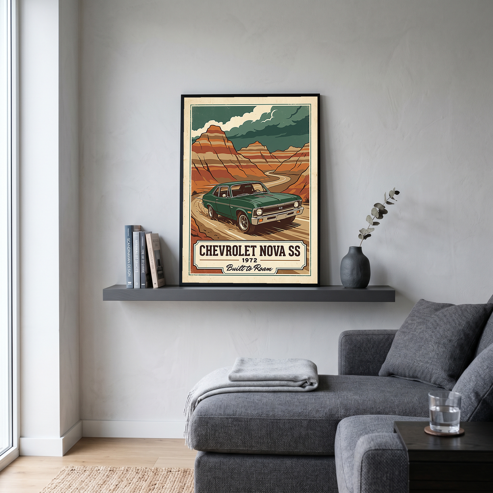 Chevrolet Nova SS 1972 V3 Poster — Vintage Muscle Badlands Canyon Print