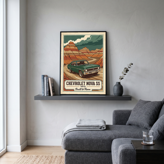 Chevrolet Nova SS 1972 V3 Poster — Vintage Muscle Badlands Canyon Print