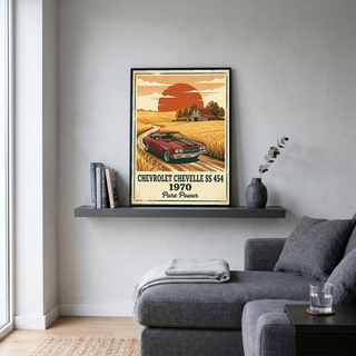 Chevrolet Chevelle SS 454 1970 Poster — Vintage Muscle Car Country Barn Print