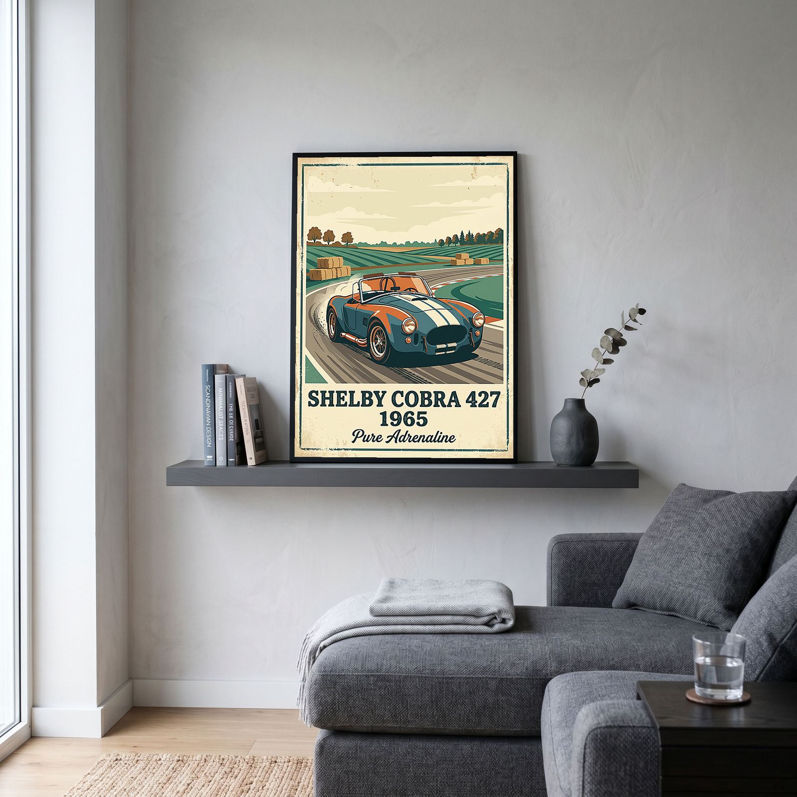 Shelby Cobra 427 1965 Poster — Vintage Race Track Roadster Print